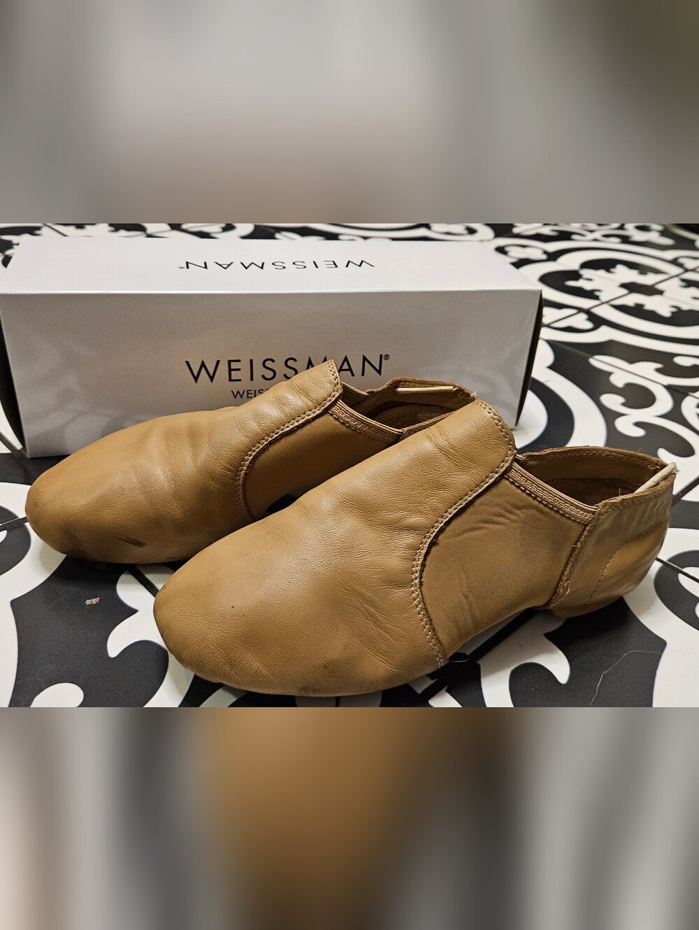 Weissman Tan Leather Women's Slip-On Dance Slippers